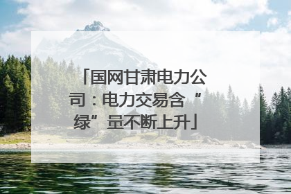 国网甘肃电力公司：电力交易含“绿”量不断上升